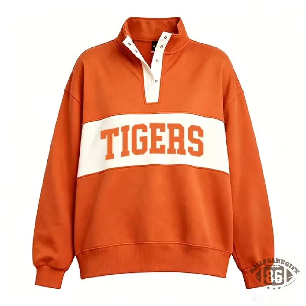Customizable Snap Pullover Sweatshirt, Custom Team & School Name Print, Game‑Day Fan Apparel