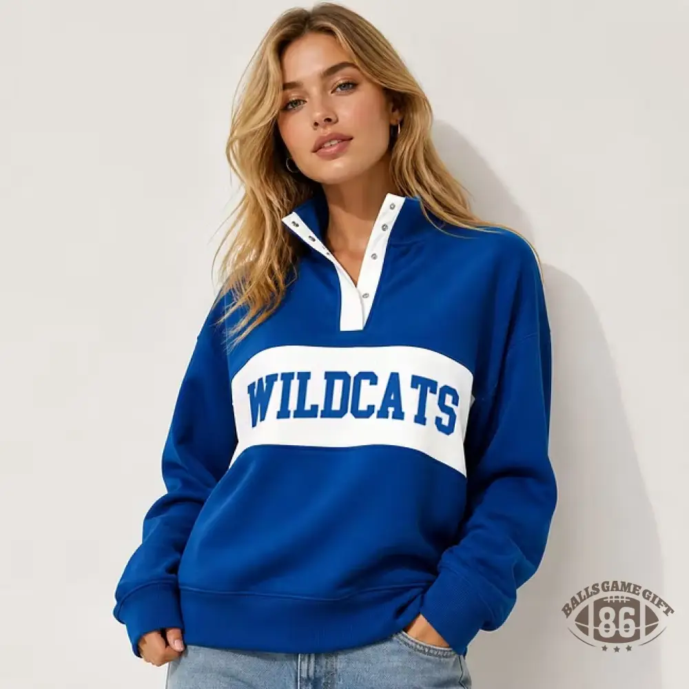 Customizable Snap Pullover Sweatshirt, Custom Team & School Name Print, Game‑Day Fan Apparel