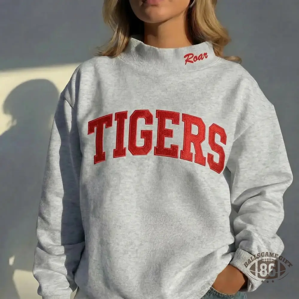 Custom Embroidered Mock Neck Team Name Sweatshirt Gifts for Sports Fans