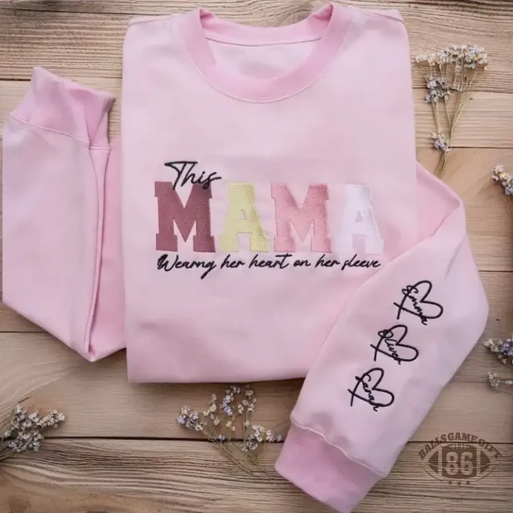 Custom Heart On Sleeve Embroidered Sweatshirt | A Thoughtful Gift For Mum & Grandma