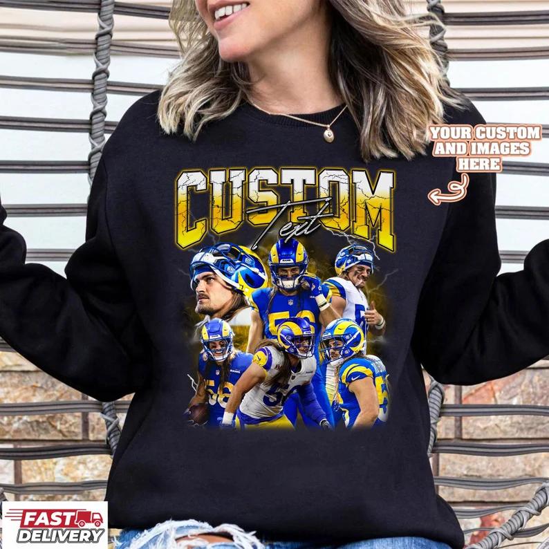 Personalized Football Spirit Shirt – Glitter Number & Name Fan Apparel – Trendy Oversized Sports T-Shirt