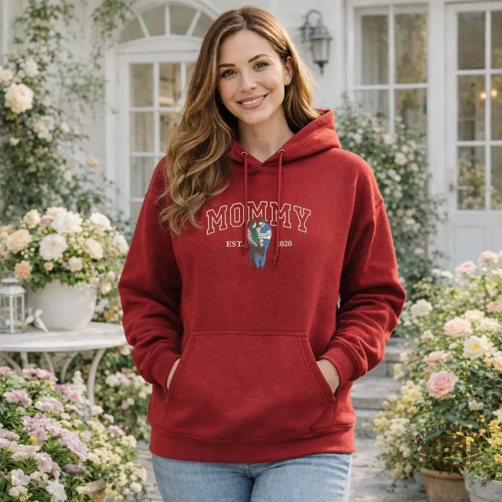 Custom Mama Sweatshirt, Embroidered Kids Portrait Crewneck, Unique Mother's Day Gift Keepsake Gift