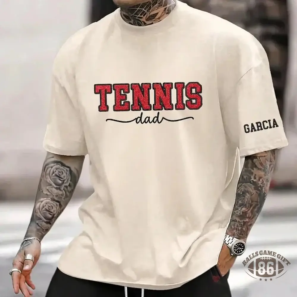 Embroidered Tennis Mom Dad Washed T-Shirt with Glitter Side Bow Vintage T-shirt
