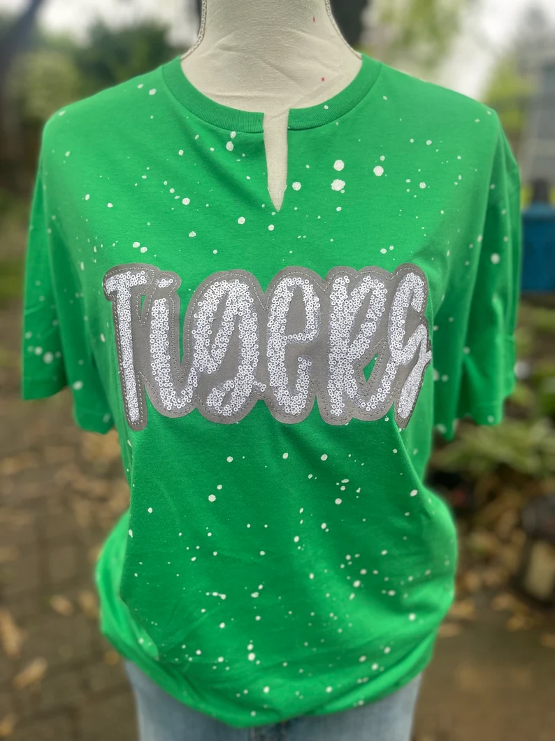 ✨ Personalized Glitter Mascot Notch Neck Tee – Custom School Spirit Shirt