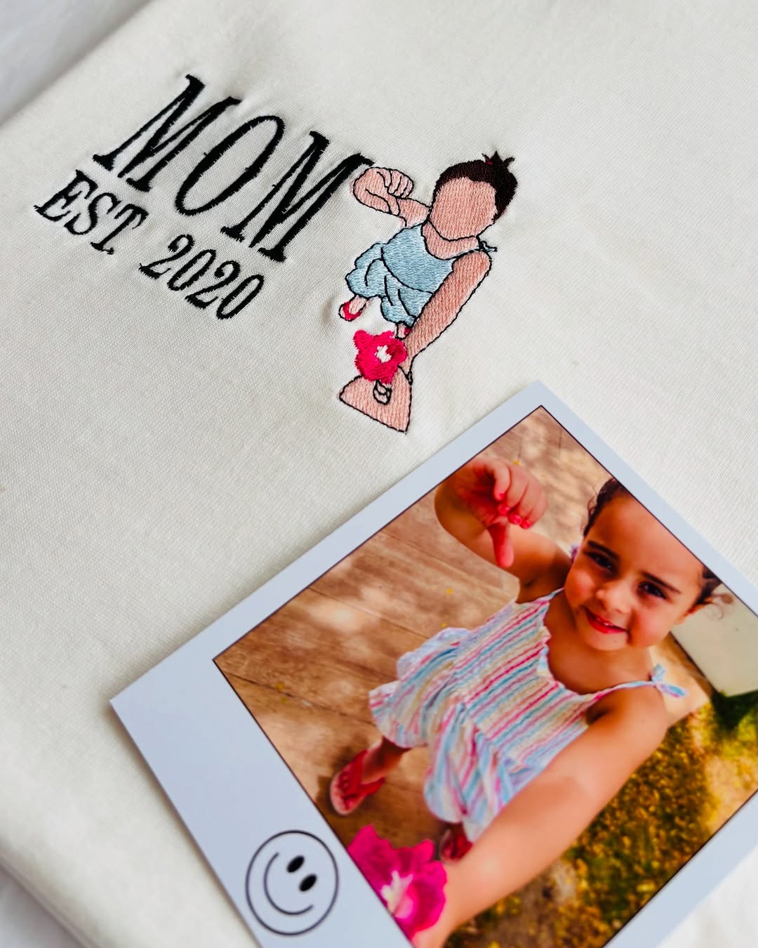 Pamaviva Custom Mom Hoodie Personalized Child Portrait Embroidered Sweatshirt for Mother's Day