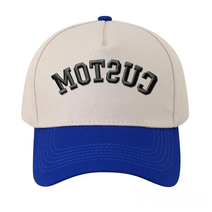 Custom Upside Down Hat 3D Puff Embroidered Two Tone Baseball Cap