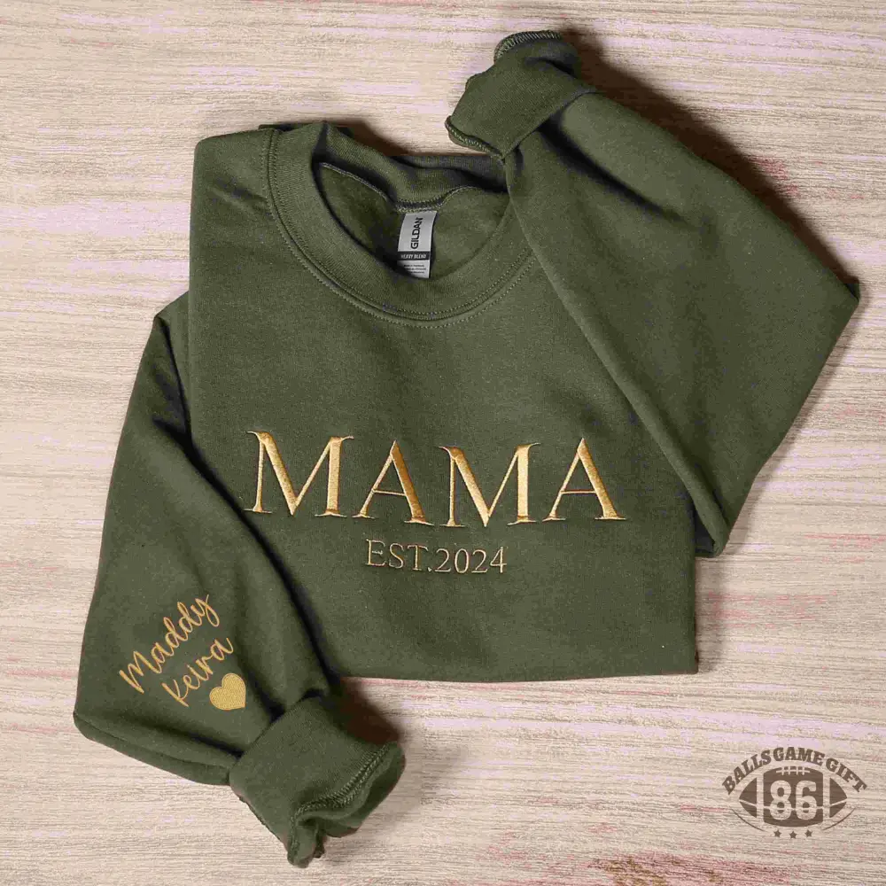 Personalized Mama Full Embroidered Sweatshirt, New Mom Outfit, Mother's Day Gifts.