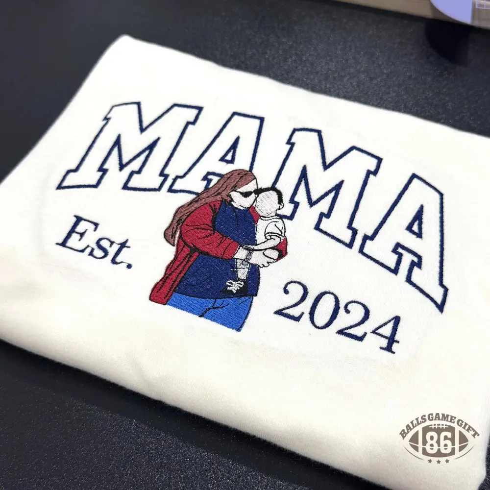 Custom Mama Sweatshirt, Embroidered Kids Portrait Crewneck, Unique Mother's Day Gift Keepsake Gift