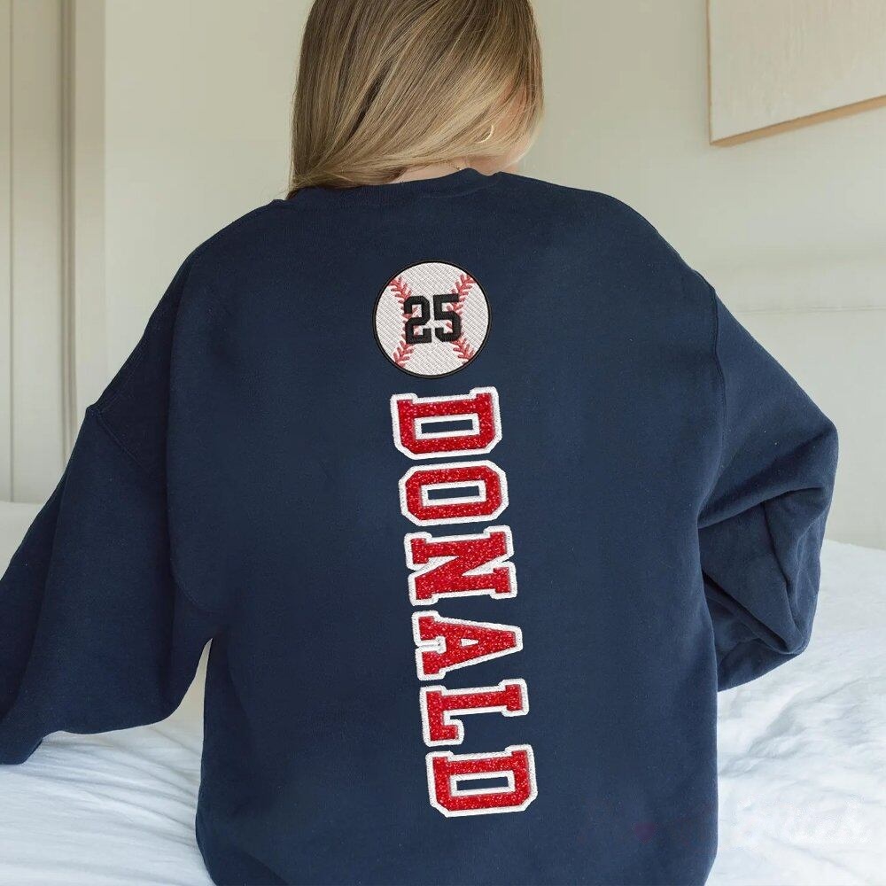 Baseball Mom Sweatshirt Glitter Embroidery Name or Team Name Hoodie