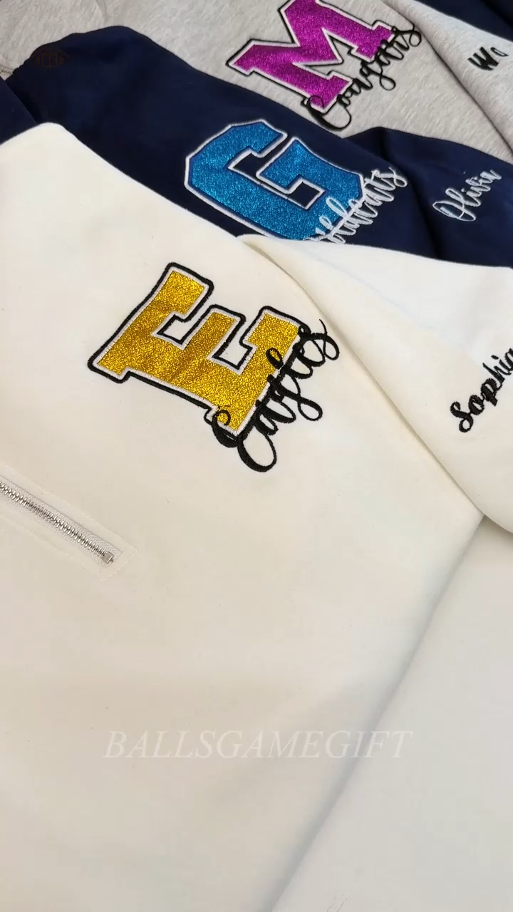 Custom Mascot Quarter Zip Pullover – Vintage Varsity Style, Personalized for Your School Pride