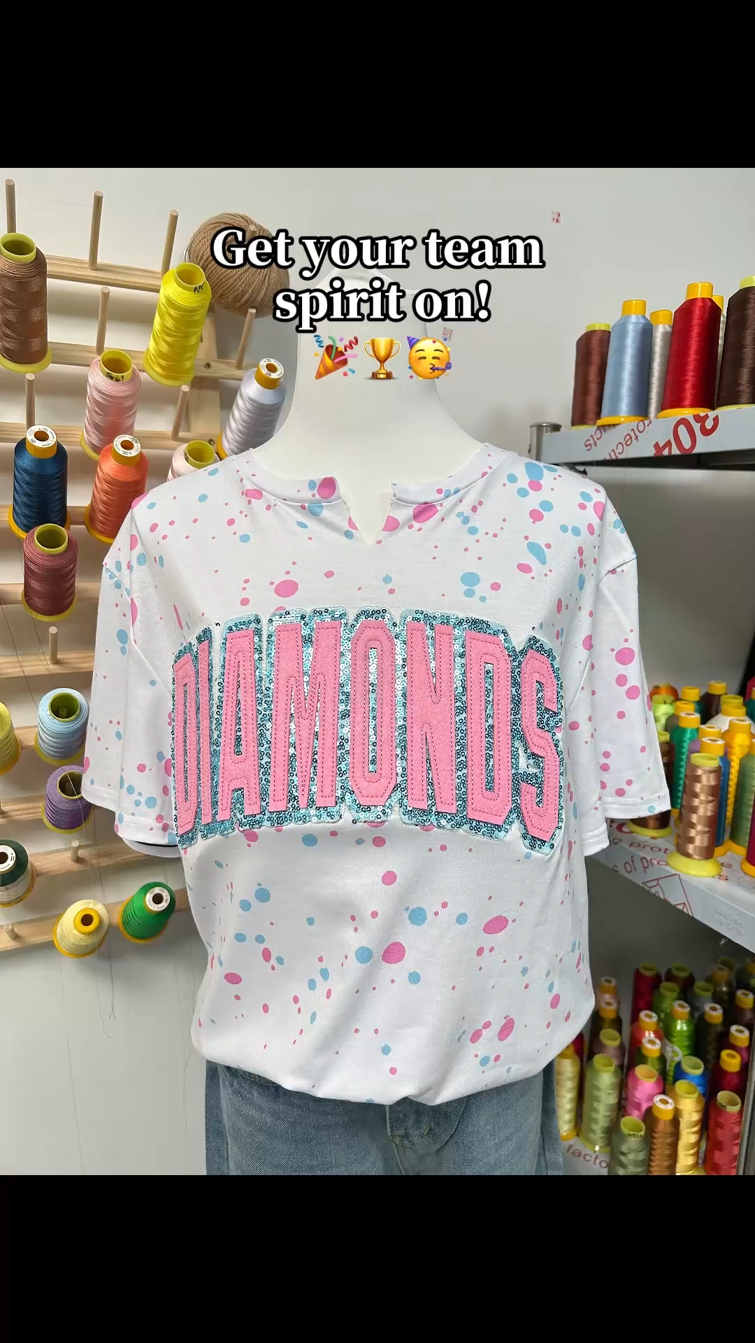 Custom Handmade Dot Mascot shirt Custom Sequin Embroidery Team Name Sweatshirt