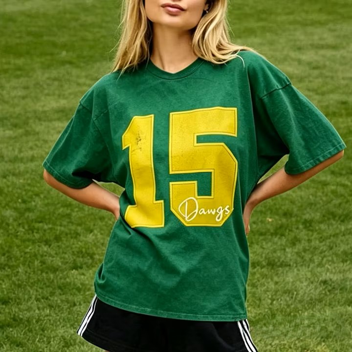 Custom Sports Number T-Shirt, Vintage Washed Team Spirit Casual Top