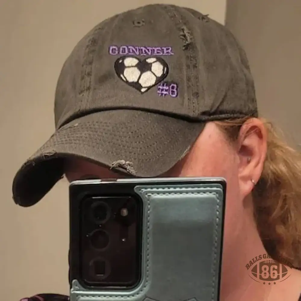 Custom Embroidered Baseball Cap with Baseball Heart