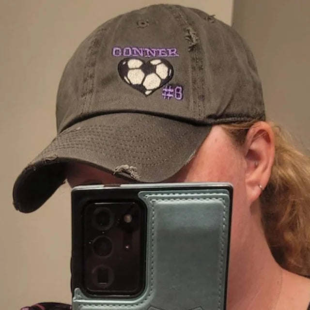Custom Embroidered Baseball Cap with Baseball Heart
