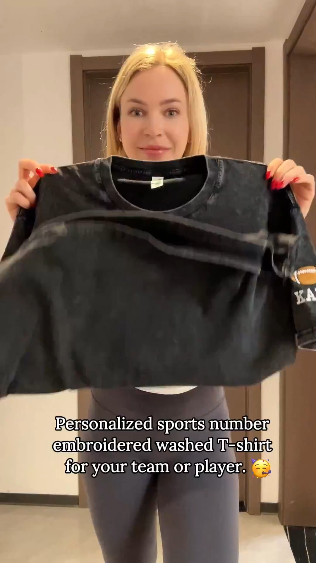 Personalized Sports Number Embroidered Washed T-Shirt for Team or Player Gifts for Sports Mom