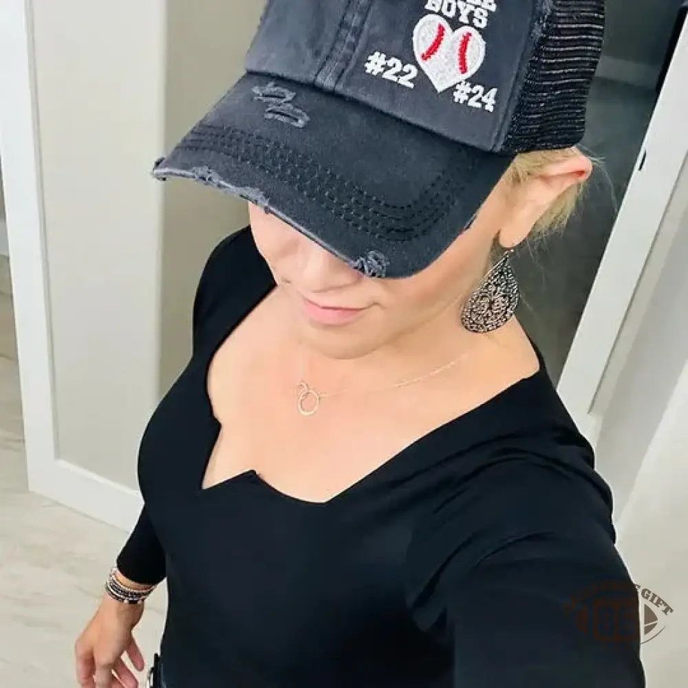 Custom Embroidered Baseball Cap with Baseball Heart