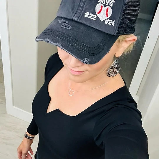 Custom Embroidered Baseball Cap with Baseball Heart