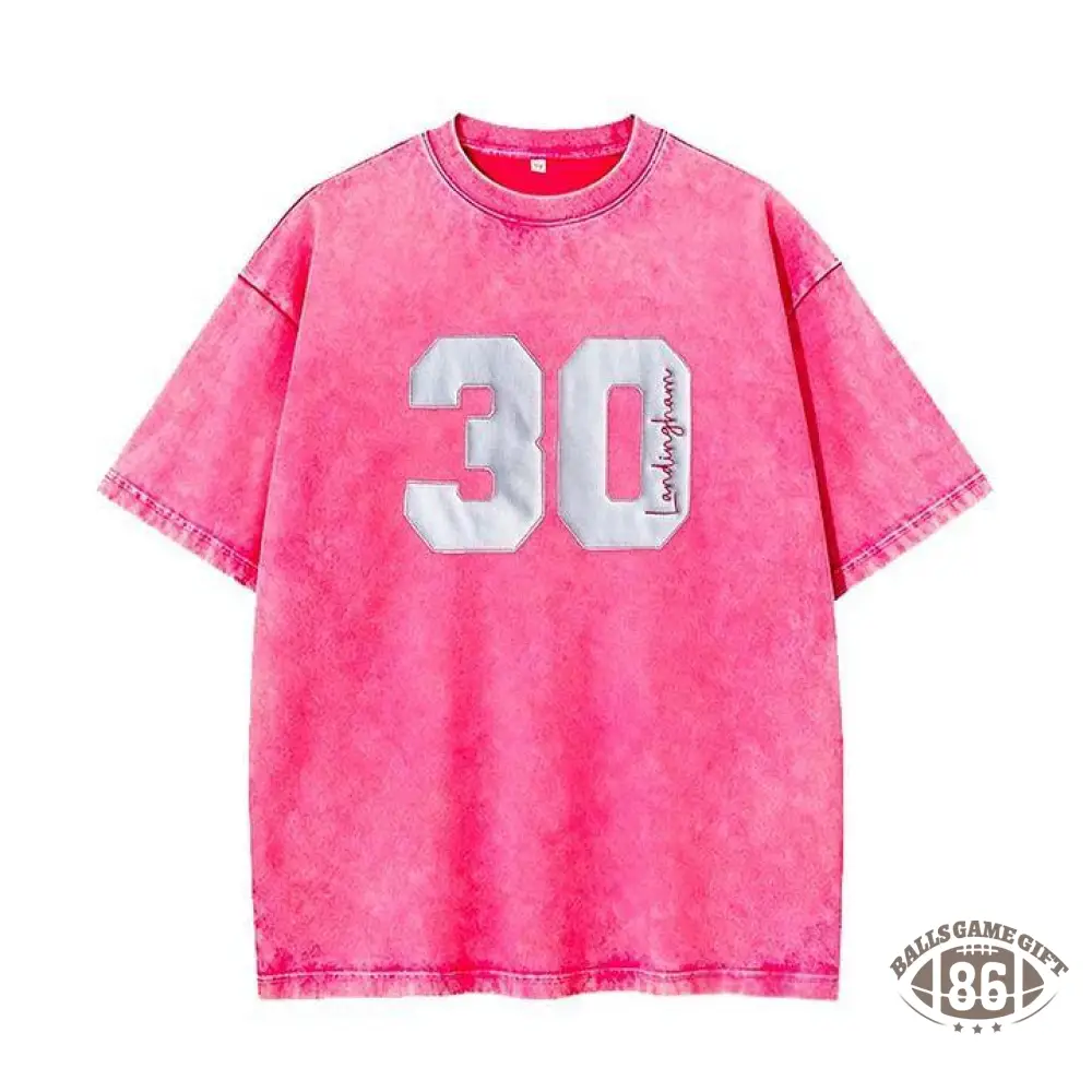 Personalized Sports Number Embroidered Washed T-Shirt for Team or Player Gifts for Sports Mom