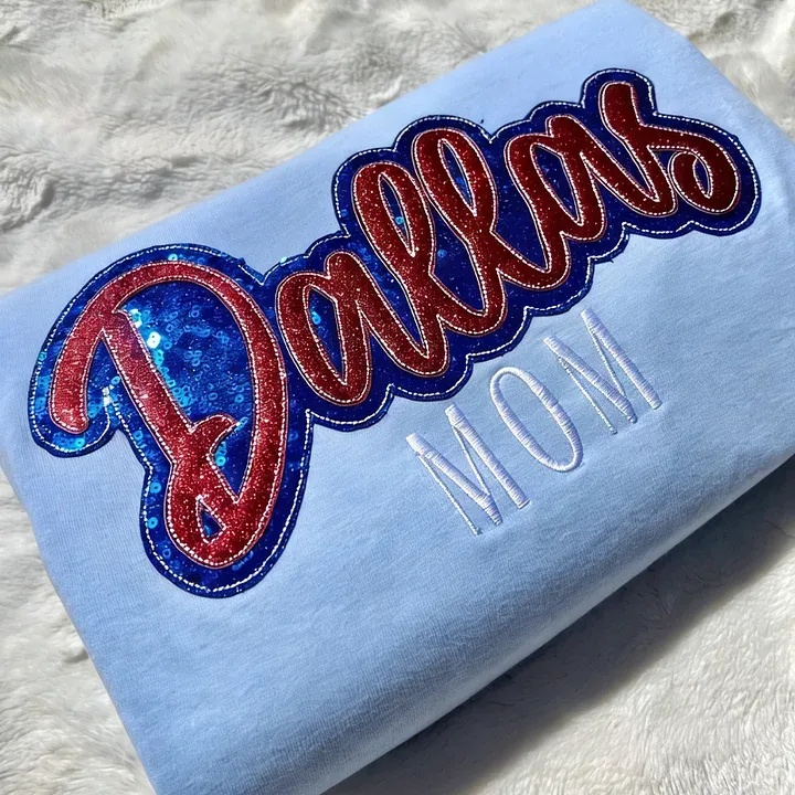 Personalized Sparkly Glitter Sequin Applique Embroidered Gameday Sweatshirt