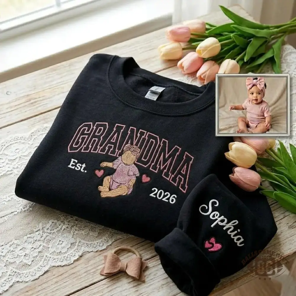 Custom Mama Sweatshirt, Embroidered Kids Portrait Crewneck, Unique Mother's Day Gift Keepsake Gift