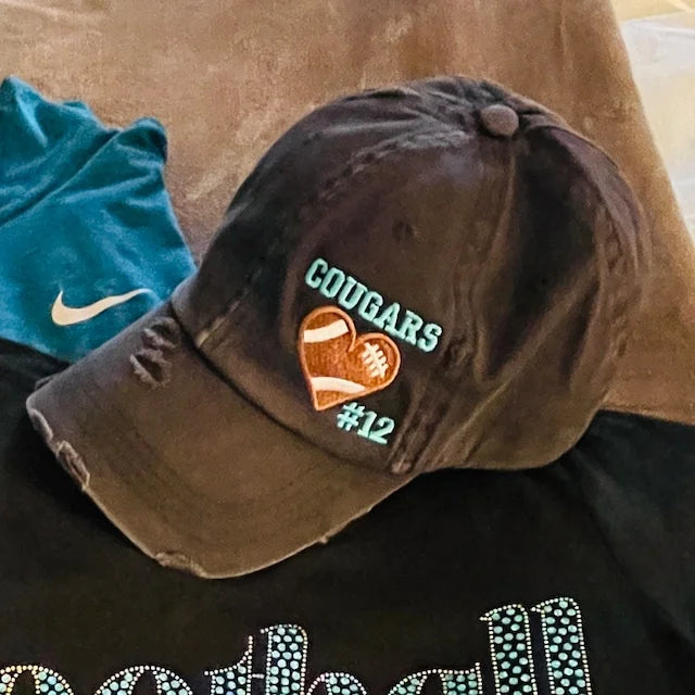 Custom Embroidered Baseball Cap with Baseball Heart