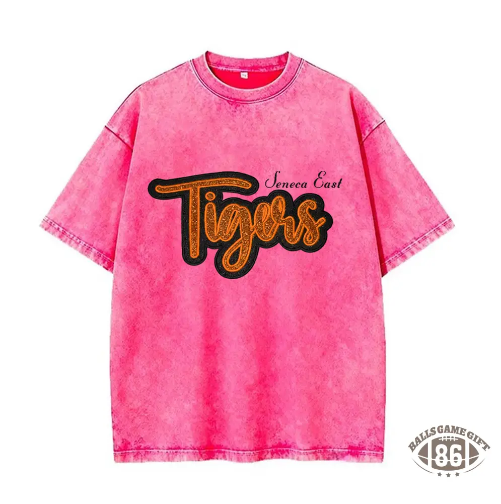 Custom Glitter Team Mascot Embroidered Washed T-shirt For Game Day Gifts for Sports Fans