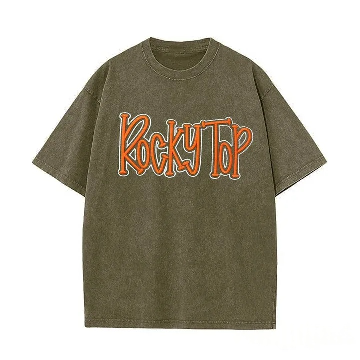Personalized College Team Double 3D Puff School Mascot Embroidered Washed T-Shirt