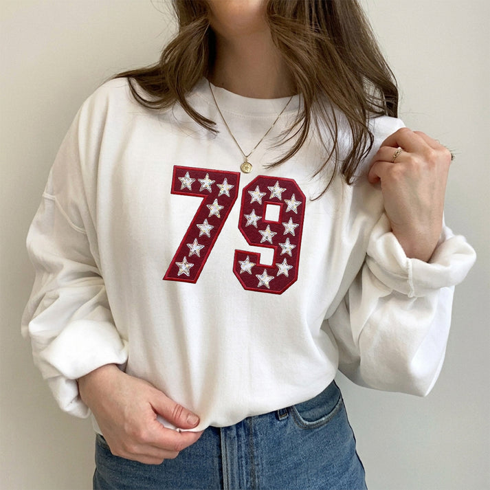 Custom Sequin Team Number & Letters Sweatshirt – Personalized Numbers Sweatshirt