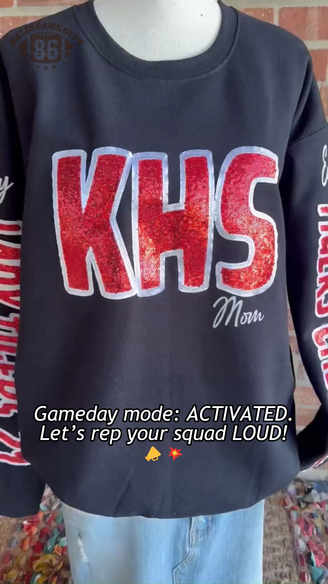 Custom Sleeve Print Mascot  Game Day Crewneck