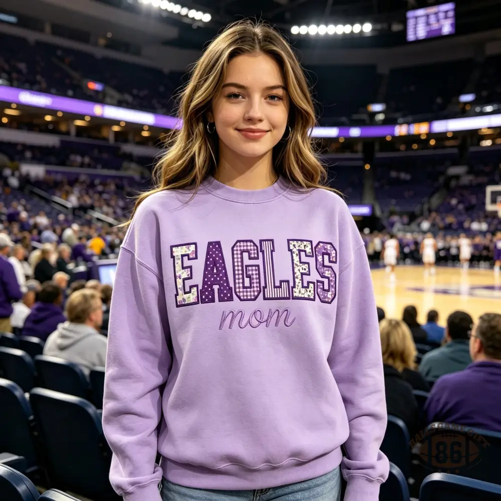Embroidered Personalized Applique College Sweatshirt, Custom Floral Patchwork Varsity Crewneck