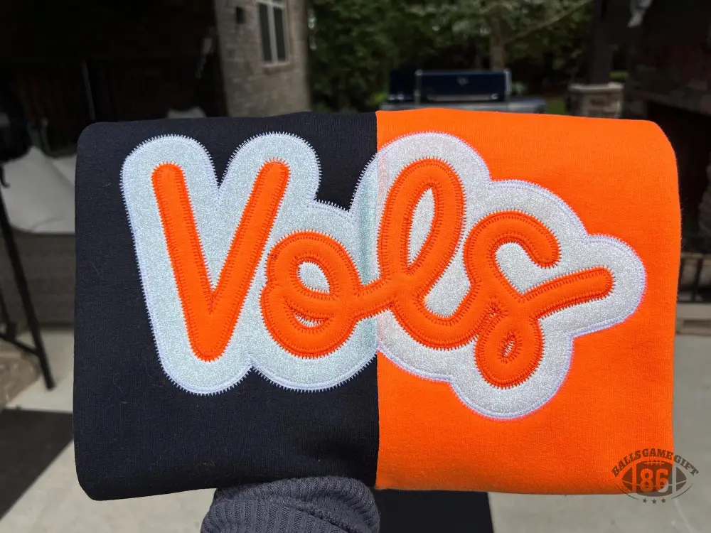 Embroidered Vols Split color Sweatshirt, Custom Team Two Tone Split Embroidered Crewneck