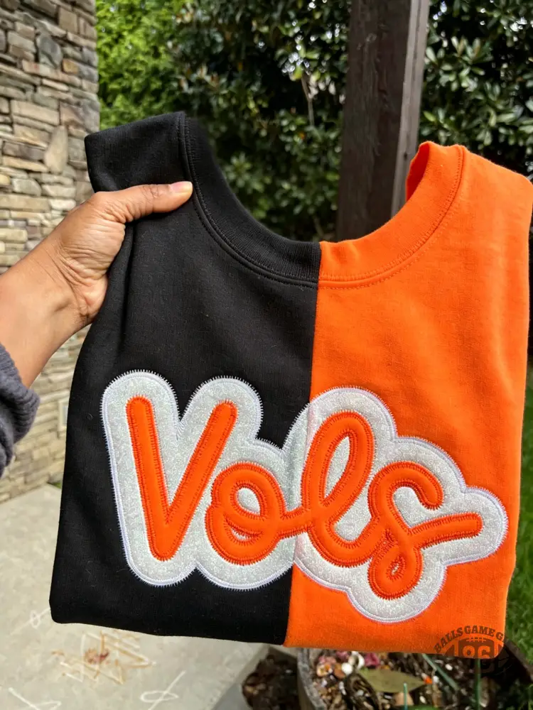 Embroidered Vols Split color Sweatshirt, Custom Team Two Tone Split Embroidered Crewneck