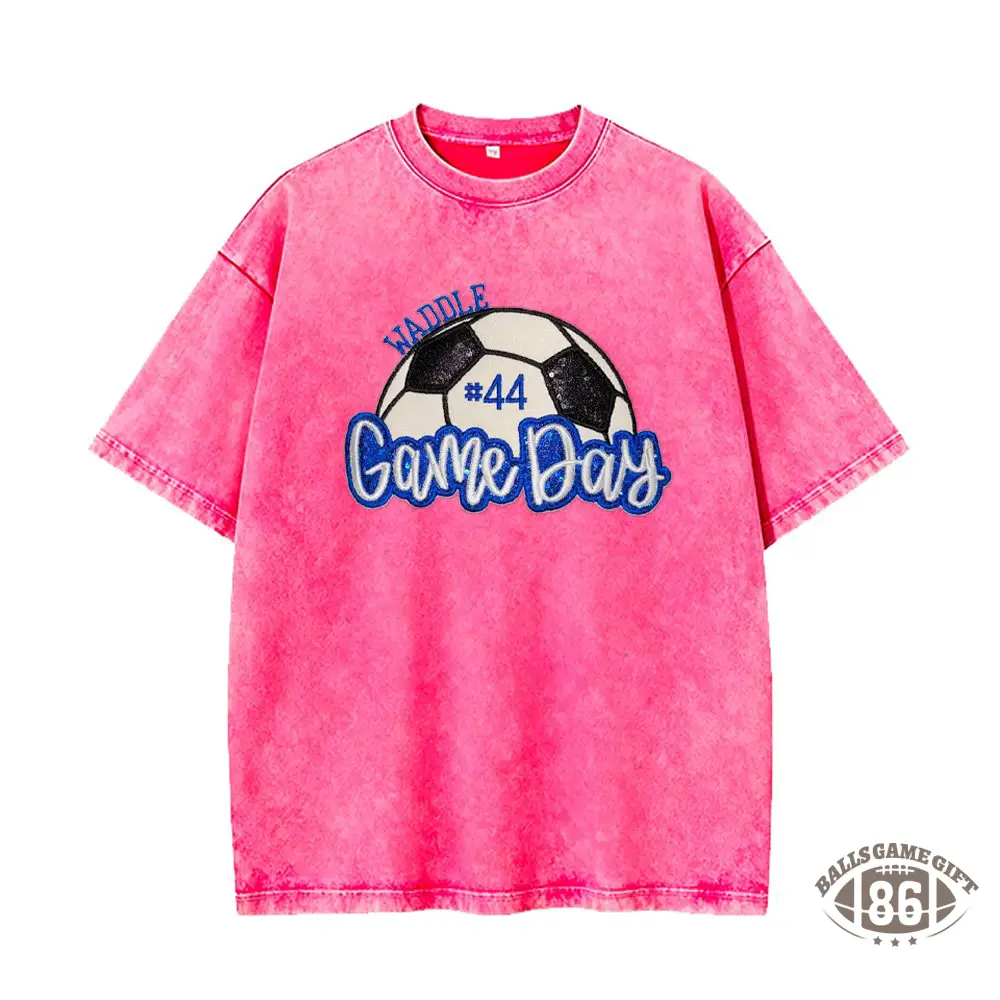 Proudstitch Soccer Game Day Washed T-Shirt Sequin Soccer Side Bow