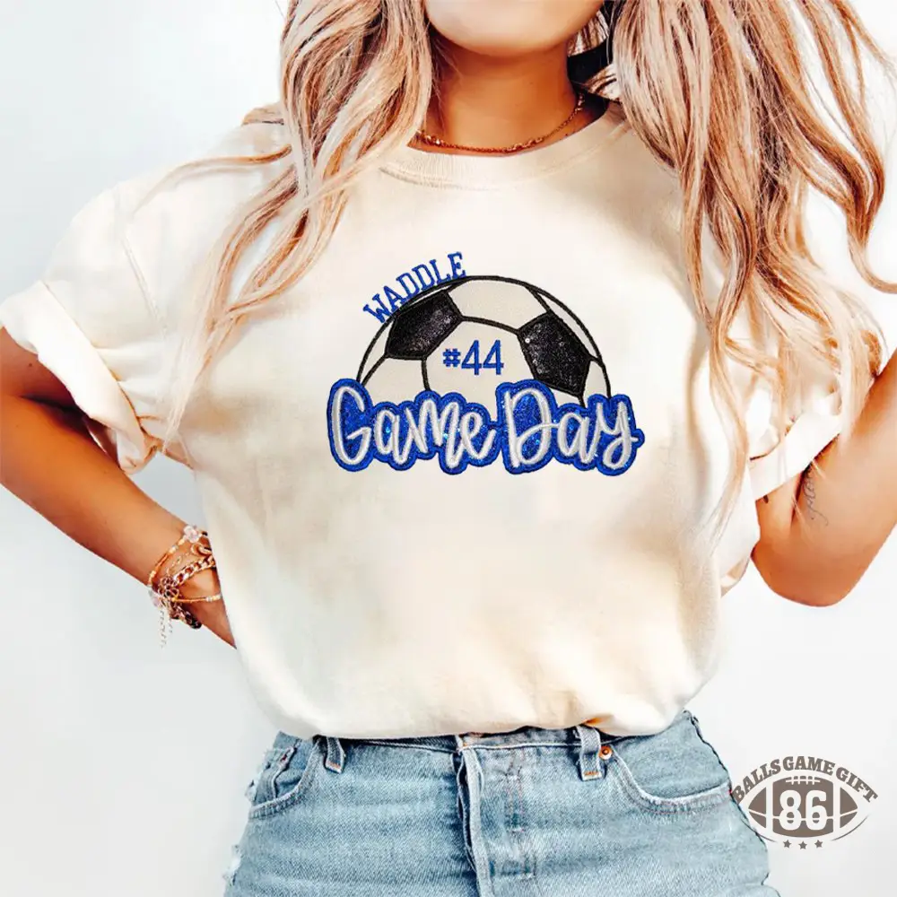 Proudstitch Soccer Game Day Washed T-Shirt Sequin Soccer Side Bow