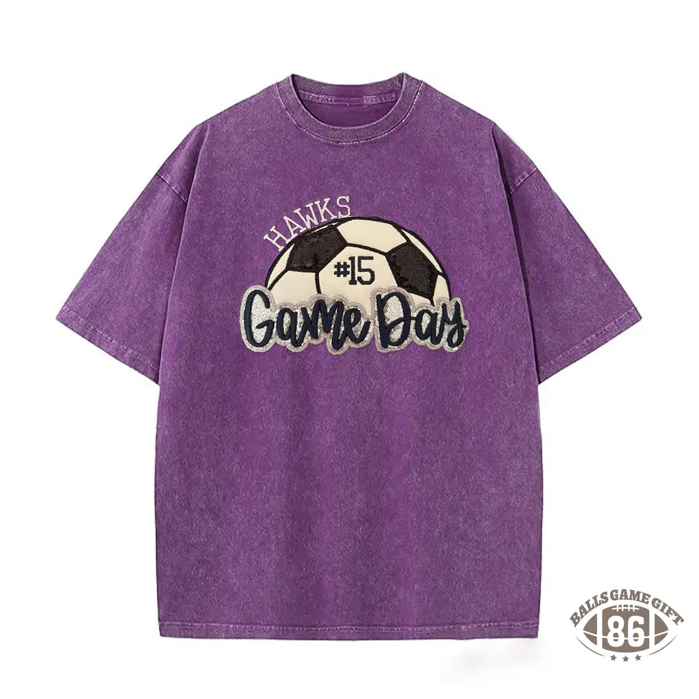 Proudstitch Soccer Game Day Washed T-Shirt Sequin Soccer Side Bow