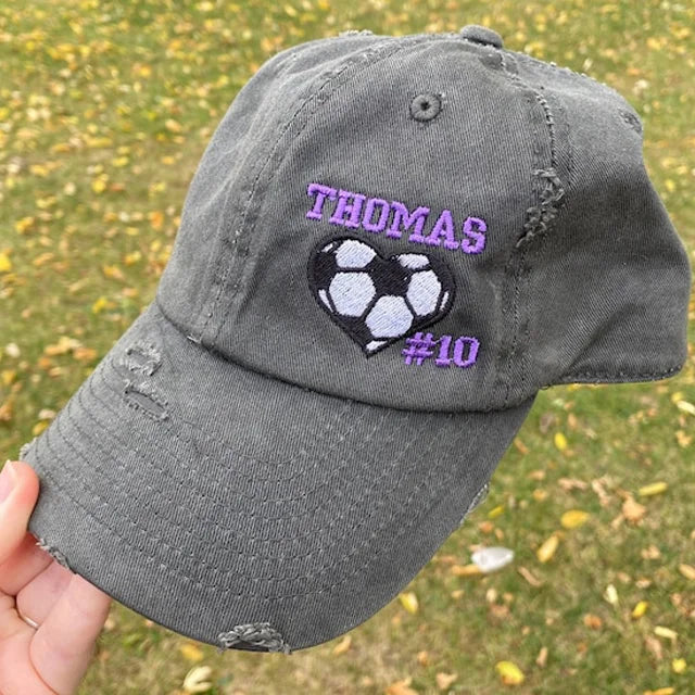 Custom Embroidered Baseball Cap with Baseball Heart
