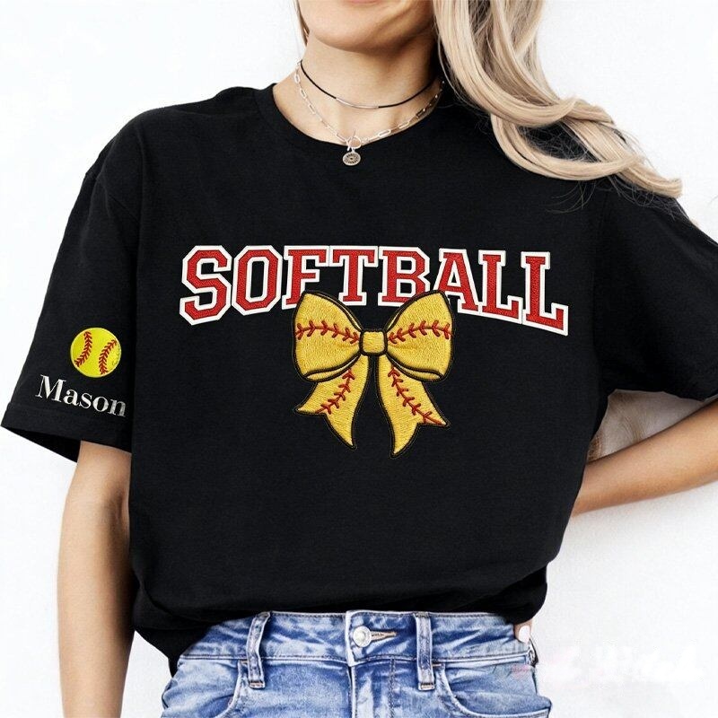 Custom Bow Applique Embroidery Apparel Fan Shirt Player Gift Crewneck Hoodie T-Shirt