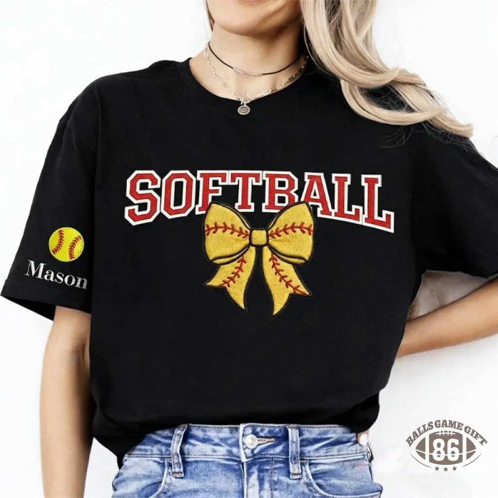 Custom Bow Applique Embroidery Apparel Fan Shirt Player Gift Crewneck Hoodie T-Shirt
