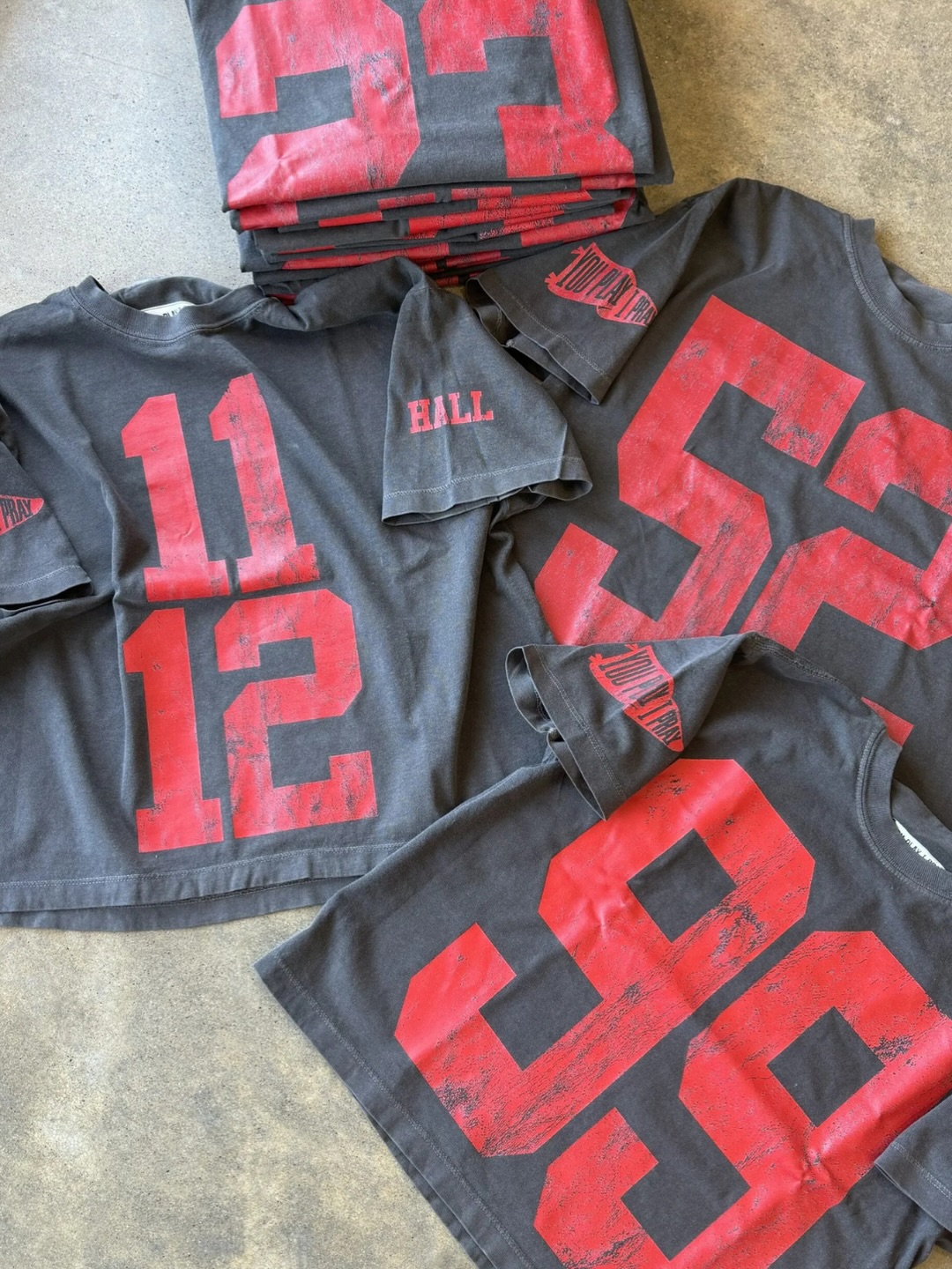 Custom Number Varsity Crop Tee - Vintage Distressed Sports T-Shirt