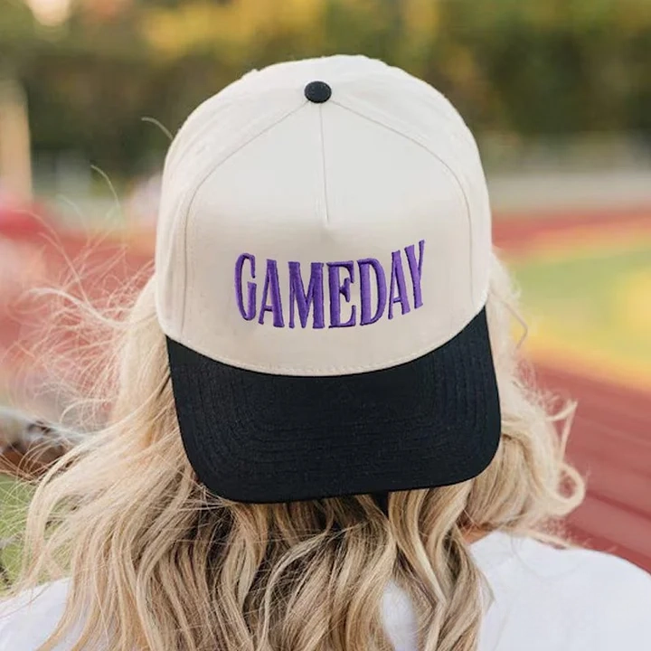 Game Day  Embroidery Baseball Cap with Sport Icon on Side