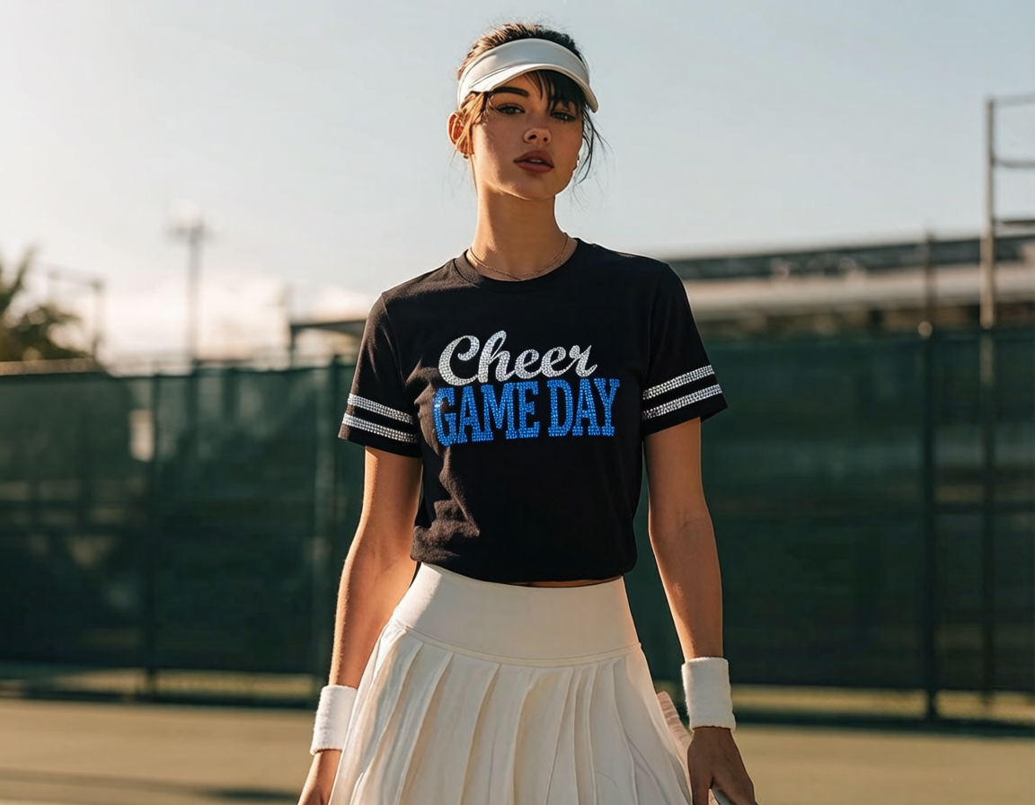 Your Go-To Cheer Mom Shirt ✨ Sparkly, Bold & Perfect for Game Day