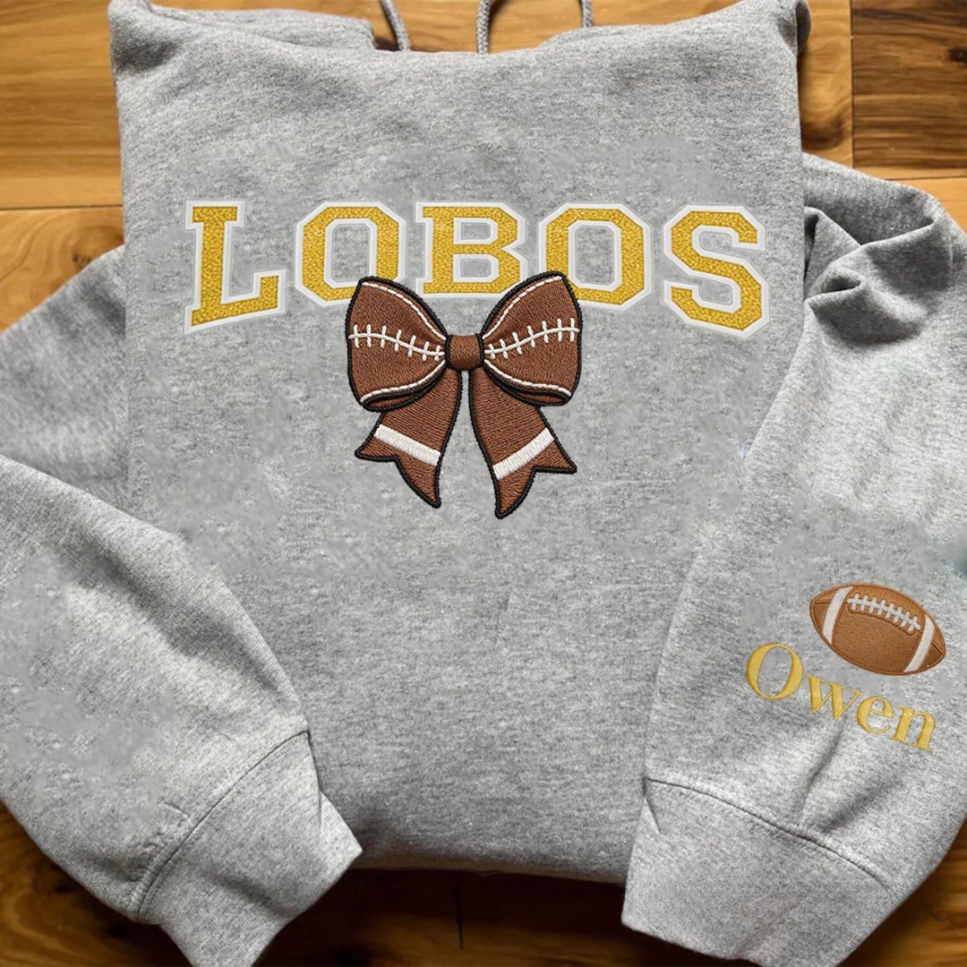 Custom Bow Applique Embroidery Apparel Fan Shirt Player Gift Crewneck Hoodie T-Shirt