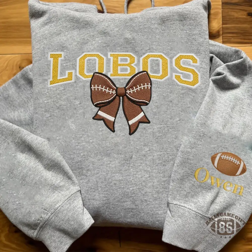 Custom Bow Applique Embroidery Apparel Fan Shirt Player Gift Crewneck Hoodie T-Shirt