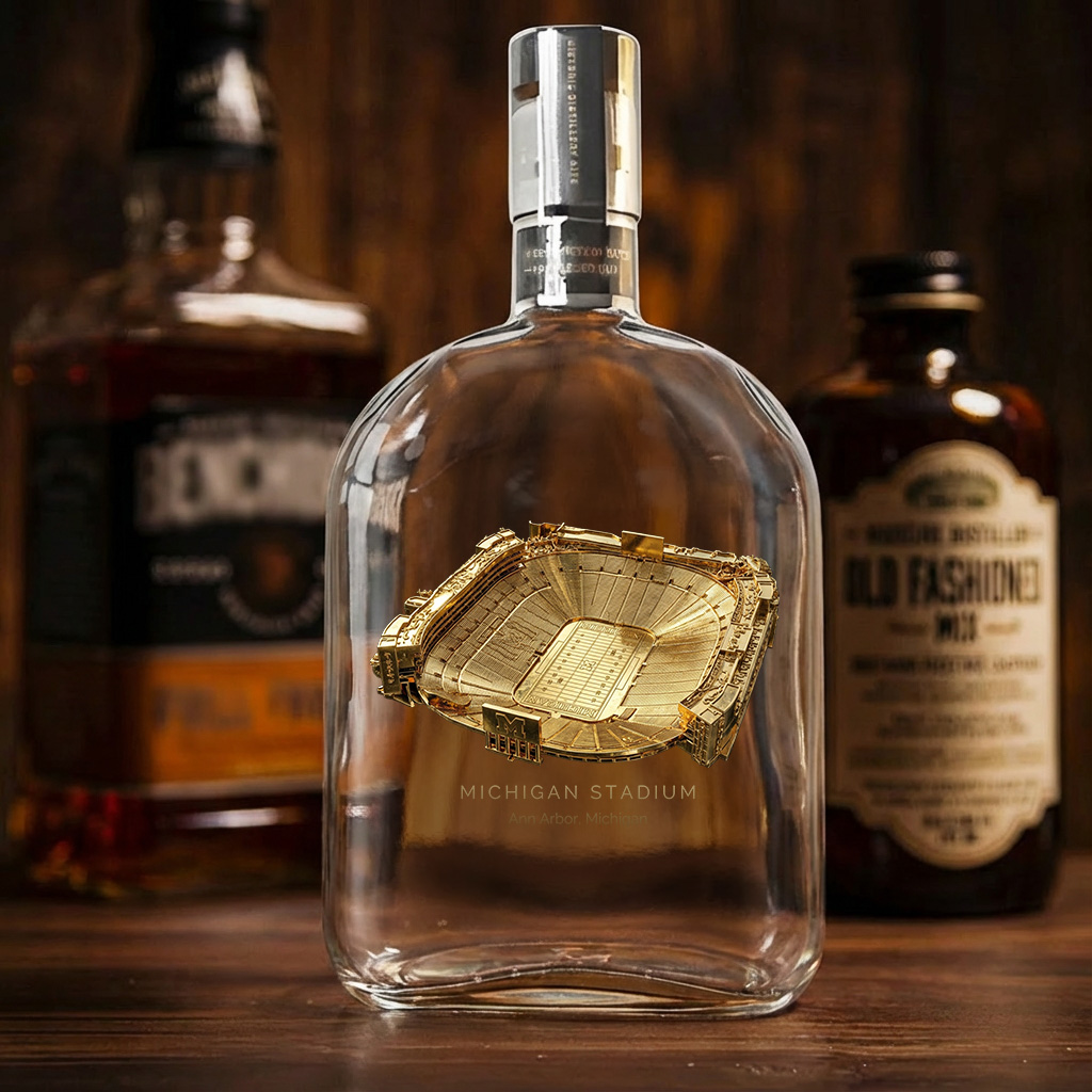 Michigan Stadium Whiskey Bottle, Perfect Gift For Bourbon Lovers