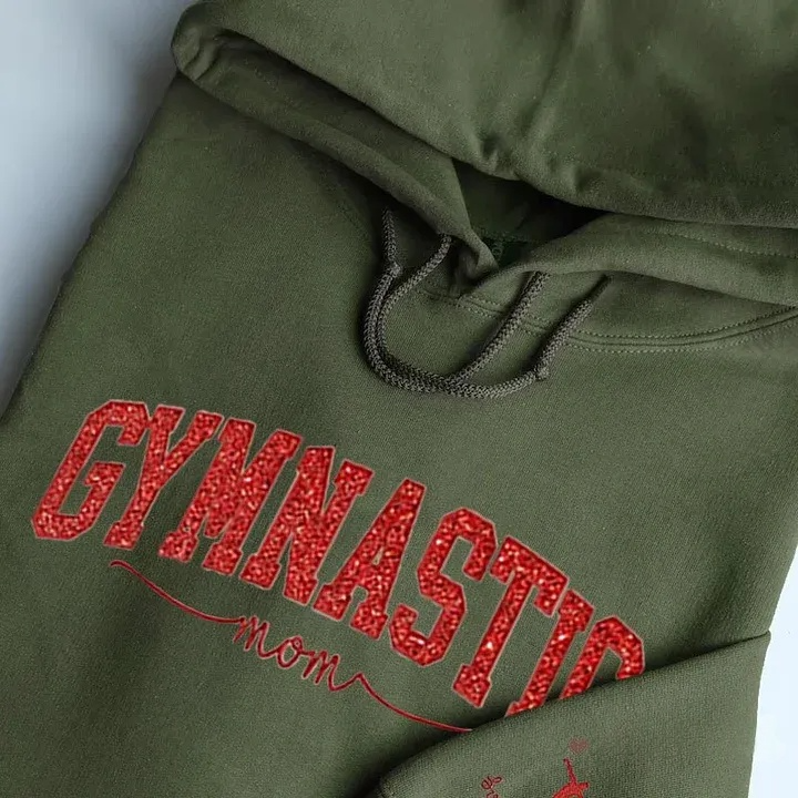 Personalized Gymnastic Glitter Embroidery Hoodie Family Gifts