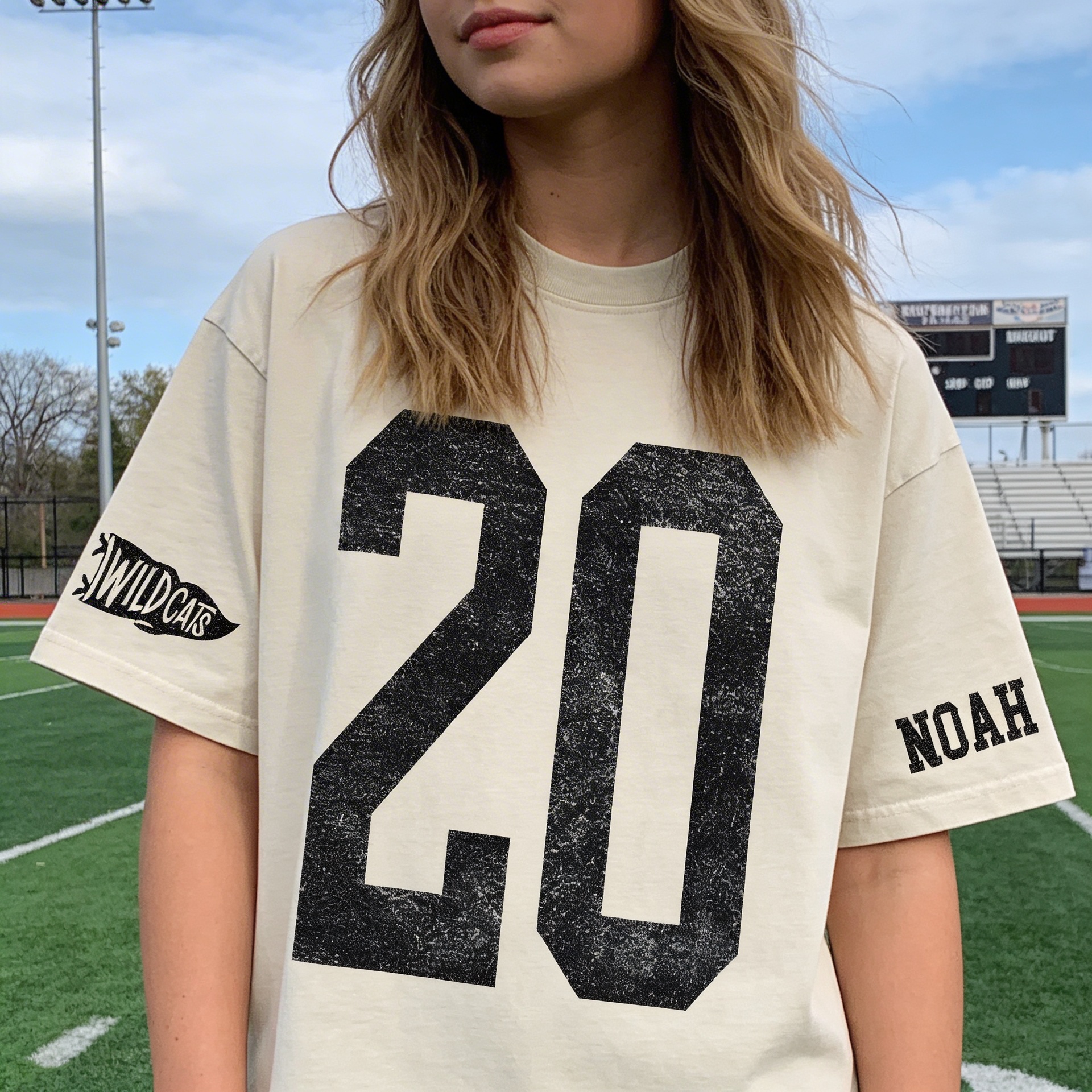 Custom Vintage Varsity Number or Letter Sport Team Washed T-Shirt