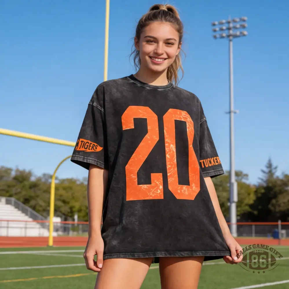 Custom Vintage Varsity Number or Letter Sport Team Washed T-Shirt