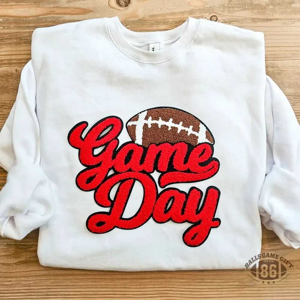 Game Day Football Chenille Patch Crewneck Sweatshirt