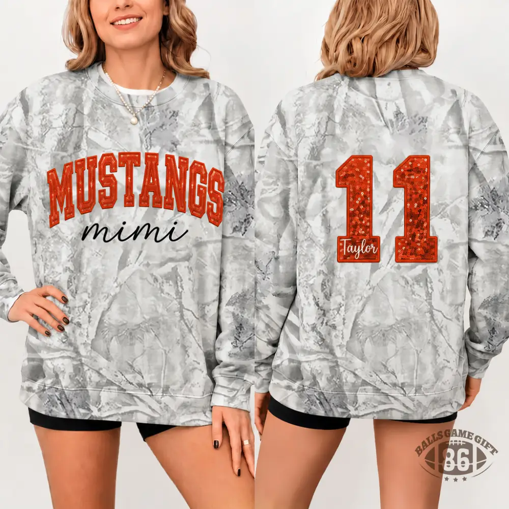 Game Day Mama Sweatshirt, Custom Team Name & Sequin-Effect Number Oversized Crewneck Football Mom Pullover