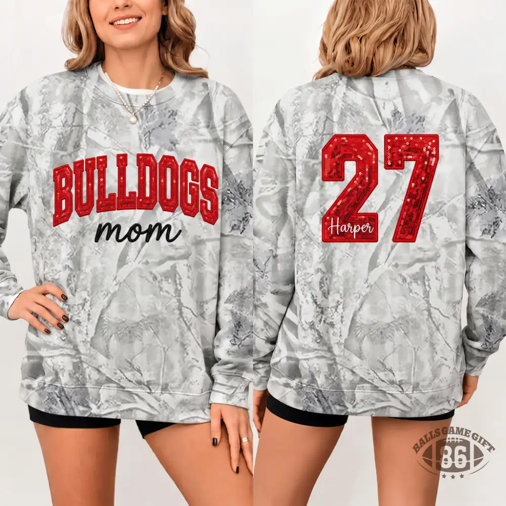 Game Day Mama Sweatshirt, Custom Team Name & Sequin-Effect Number Oversized Crewneck Football Mom Pullover